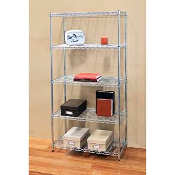 Seville Classics 5-Tier Steel Wire Shelving with Wheels, 30" W x 14" D x 60" H, Plated Steel