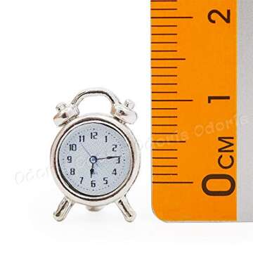 Odoria 1/12 Miniature Alarm Clock Dollhouse Decoration Accessories, Silver