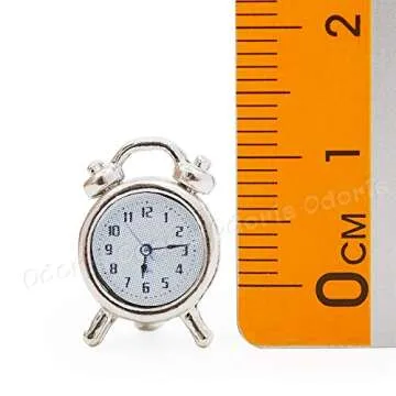 Odoria 1/12 Miniature Alarm Clock Dollhouse Decoration Accessories, Silver