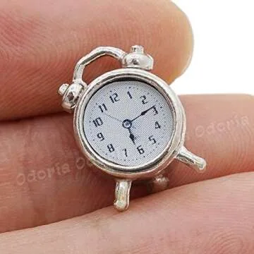 Odoria 1/12 Miniature Alarm Clock Dollhouse Decoration Accessories, Silver