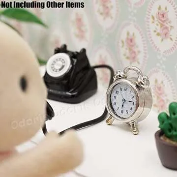 Odoria 1/12 Miniature Alarm Clock Dollhouse Decoration Accessories, Silver