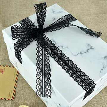 Lace Trim Ribbon Black 1.2 Inch Wide Vintage Pattern Roll Ribbons 25 Yards for Gift Wrapping Valentine's Day Floral DIY Crafts Sewing Bridal Wedding Birthday Party Decorations