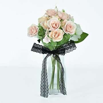 Lace Trim Ribbon Black 1.2 Inch Wide Vintage Pattern Roll Ribbons 25 Yards for Gift Wrapping Valentine's Day Floral DIY Crafts Sewing Bridal Wedding Birthday Party Decorations