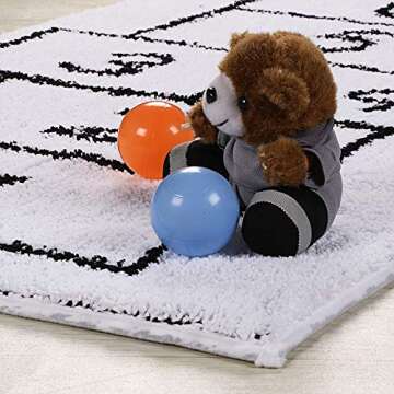 LIVEBOX Kids Play Mat,Hopscotch Area Rug Runner 2' x 5' Soft Plush Playroom Carpet Non-Slip Childrens Numbers Educational & Fun Throw Rugs for Bedroom Nursery Decor Best Shower Gift (White)