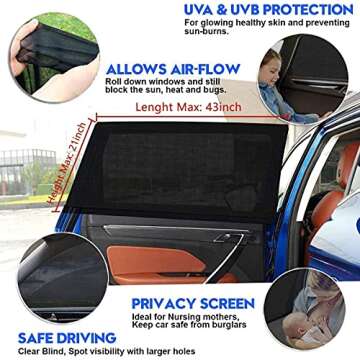 LEMLEON Car Window Shade,Automotive Sun Protection for Baby Windshield Mesh Rear Side Kids Sunlight ...