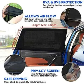 LEMLEON Car Window Shade,Automotive Sun Protection for Baby Windshield Mesh Rear Side Kids Sunlight ...