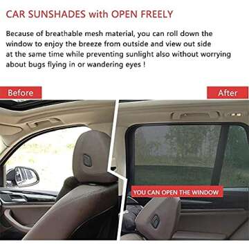 LEMLEON Car Window Shade,Automotive Sun Protection for Baby Windshield Mesh Rear Side Kids Sunlight Protection, Double Venting Design, Universal Fit Most of Cars and SUV's. 2 Pack