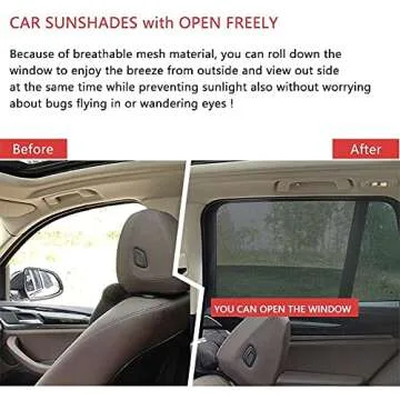 LEMLEON Car Window Shade,Automotive Sun Protection for Baby Windshield Mesh Rear Side Kids Sunlight Protection, Double Venting Design, Universal Fit Most of Cars and SUV's. 2 Pack