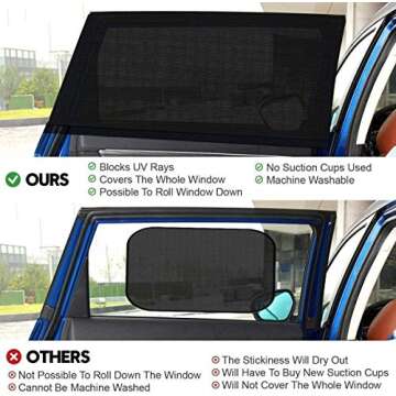 LEMLEON Car Window Shade,Automotive Sun Protection for Baby Windshield Mesh Rear Side Kids Sunlight Protection, Double Venting Design, Universal Fit Most of Cars and SUV's. 2 Pack