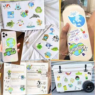 50Pcs Earth Day Stickers for Kids Environmental Stickers for Water Bottles Save The Planet Vinyl Stickers