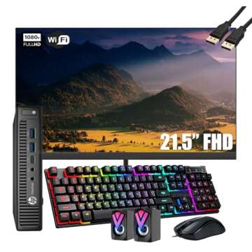 HP EliteDesk 800 G2 Mini Business Desktop Computer with 21.5" FHD Monitor Bundle PC, Core i5-6500, 1...