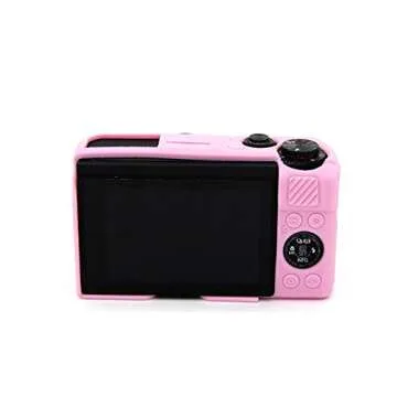 CEARI Silicone Case Rubber Camera Protective Cover Skin for Canon PowerShot G7X Mark II Digital Camera + Microfiber Cloth - Pink