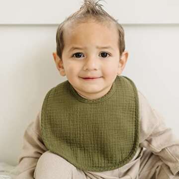 Konssy Muslin Baby Bibs 8 Pack Baby Bandana Drool Bibs Cotton for Unisex Boys Girls, 8 Solid Colors Set for Teething Drooling