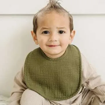 Konssy Muslin Baby Bibs 8 Pack Baby Bandana Drool Bibs Cotton for Unisex Boys Girls, 8 Solid Colors Set for Teething Drooling