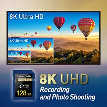 TEAMGROUP XTREEM 128GB UHS-II U3 V60 8K UHD Read/Write Speed up to 250/120MB/s SDXC Memory Card for Professional Vloggers, Filmmakers, Photographers & Content Curators TXSDXC128GIIV6001