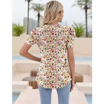 Ivicoer Women's Summer Tops - Stylish Puff Sleeve T-Shirt