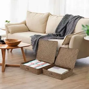 Stylish FOSSORH Seagrass Storage Bins for Home Organizing