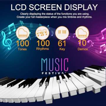 Portable 61-Key Digital Piano Keyboard for Beginners