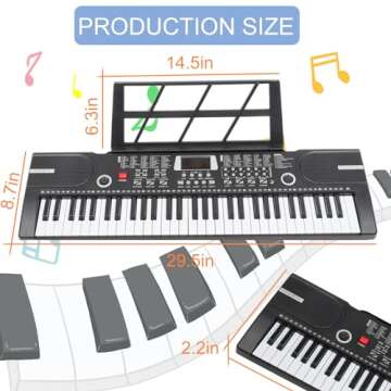 Portable 61-Key Digital Piano Keyboard for Beginners