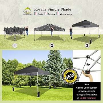 Crown Shades 10x10 Pop Up Canopy - Beach Tent with One Push Setup - Outdoor Sun Shade for Events, Pa...