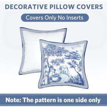 Elegant Blue Floral Pillow Covers Set of 2 for Home Decor