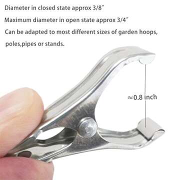 Samhopo 40 PCS Garden Clips, Greenhouse Clamps Made of Stainless Steel, Greenhouse Clips for Netting, Have a Strong Grip to Hold Down the Shade Cloth or Plant Cover on Garden Hoops