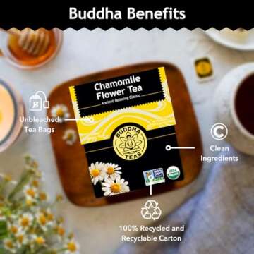 Buddha Teas Organic Chamomile Flower Tea - Soothing Herbal Delight