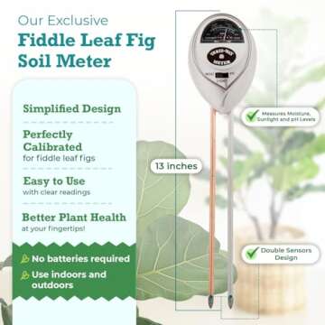 Houseplant Resource Center Fiddle Leaf Fig 3-in-1 Soil Moisture Meter for Plants – Best Indoor Pla...