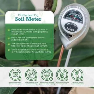 Houseplant Resource Center Fiddle Leaf Fig 3-in-1 Soil Moisture Meter for Plants – Best Indoor Plant Water Meter for Potted Houseplants - Light & Moisture Sensor Probe for Optimal Growth