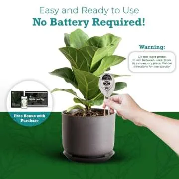 Houseplant Resource Center Fiddle Leaf Fig 3-in-1 Soil Moisture Meter for Plants – Best Indoor Plant Water Meter for Potted Houseplants - Light & Moisture Sensor Probe for Optimal Growth