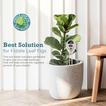 Houseplant Resource Center Fiddle Leaf Fig 3-in-1 Soil Moisture Meter for Plants – Best Indoor Plant Water Meter for Potted Houseplants - Light & Moisture Sensor Probe for Optimal Growth