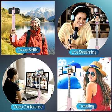 Sensyne 60" Phone Tripod, Lightweight All in One Selfie Stick Integrated with Wireless Remote Compat...