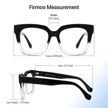 Firmoo Blue Light Blocking Glasses, Anti Eyestrain Anti Headache, Oversized Bagy Computer Glasses,Non-prescription Bluelight Blocker Eyewear for Women/Men (Black-Clear Frame)