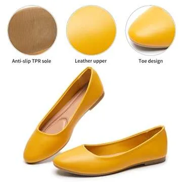 hash bubbie Women's Flats Shoes Ballet Flats Dress Shoes Comfortable PU Leather Slip on Shoes for Wo...