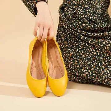 Comfortable Women's Ballet Flats in Yellow | hash bubbie
