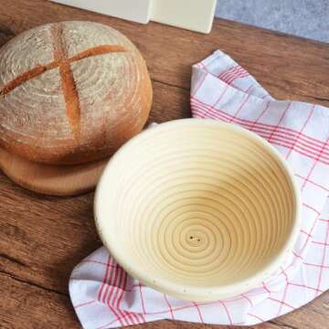 Bread Proofing Basket, Banneton Bread Proofing Basket Sourdough Proofing Basket Sourdough Bread Basket Proofer Bowl for Fermentation Bakery Homemade Making Tool Home Kitchen Baking (20 * 8CM)