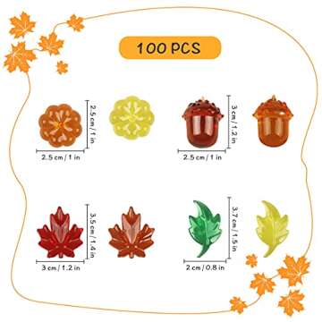 100PCS Acrylic Leaves Mini Pumpkins Acorns Maple Leaves Acrylic Fall Decorations, Thanksgiving Table Scatter Fall Vase Filler Gems for DIY Crafts, Home Decoration, Thanksgiving and Autumn Decor