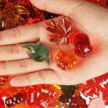 100PCS Acrylic Leaves Mini Pumpkins Acorns Maple Leaves Acrylic Fall Decorations, Thanksgiving Table Scatter Fall Vase Filler Gems for DIY Crafts, Home Decoration, Thanksgiving and Autumn Decor