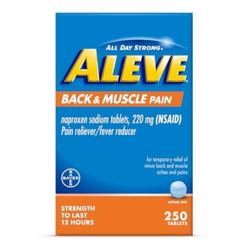 Aleve Back & Muscle Pain Relief Naproxen Sodium Tablets, Pain Reliever & Fever Reducer, Medicine for...