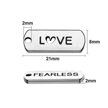 80 Pieces Word Charms Pendants Engraved Motivational Charms Pendants Jewelry Making Accessories for ...
