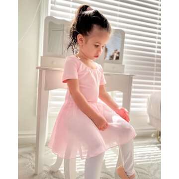 Stelle Ballet Leotards for Girls Dance Leotard with Skirt Toddler Dance Outfits Criss-Cross Back (Pi...