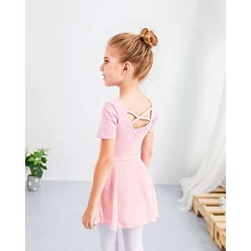 Stelle Ballet Leotards for Girls Dance Leotard with Skirt Toddler Dance Outfits Criss-Cross Back (Pink,4T)