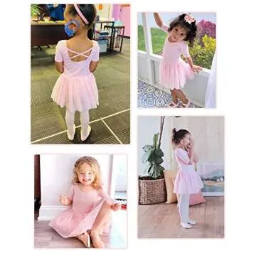Stelle Ballet Leotards for Girls Dance Leotard with Skirt Toddler Dance Outfits Criss-Cross Back (Pink,4T)