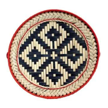 PANWA Bamboo Sticky Rice Serving Basket Thai Kratip Container 100% Handmade Traditional Village Handicrafts with Vegetable Plant Based Dye Coloring Shades Food Safe (Charcoal)