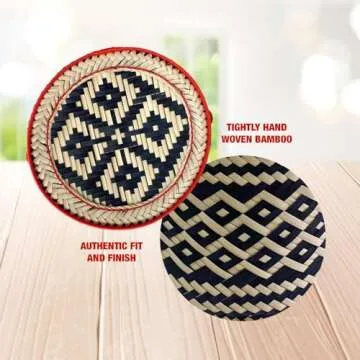 PANWA Bamboo Sticky Rice Serving Basket Thai Kratip Container 100% Handmade Traditional Village Handicrafts with Vegetable Plant Based Dye Coloring Shades Food Safe (Charcoal)