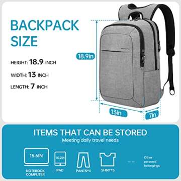 kopack Laptop Backpack 17 inch, Slim Anti-theft Travel Business College Backpack for Men Women, Thef...