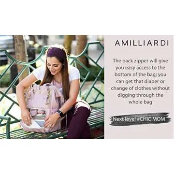AMILLIARDI Diaper Bag Backpack - 6 INSULATED Bottle Holders - Detachable Stroller Straps (Light Pink)
