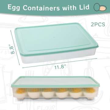 HAKSEN 2PCS Deviled Egg Containers with Lid, Portable Storage Carrier Egg Holder Deviled Egg Tray for Refrigerator Easter Party Holding 48 Eggs