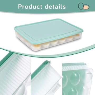 HAKSEN 2PCS Deviled Egg Containers with Lid, Portable Storage Carrier Egg Holder Deviled Egg Tray for Refrigerator Easter Party Holding 48 Eggs