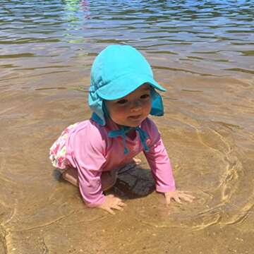 i play. Baby Flap Sun Protection Swim Hat, Aqua, 0-6 Months